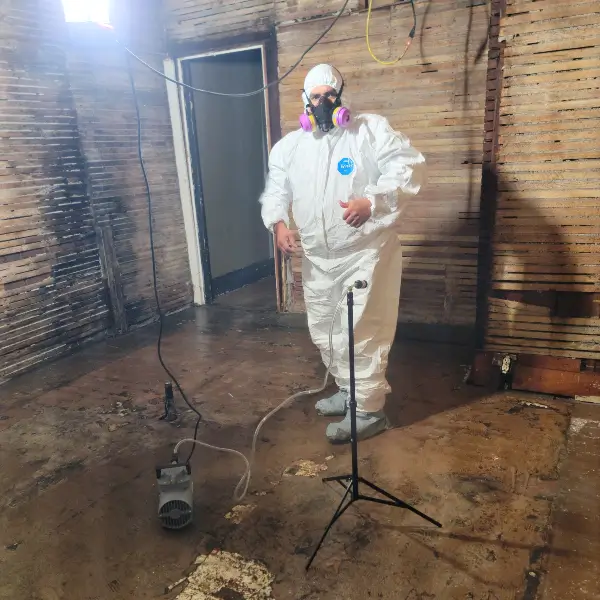 Atlas Labs post abatement clearance assessment technician inspects Portland OR home for remnants of asbestos